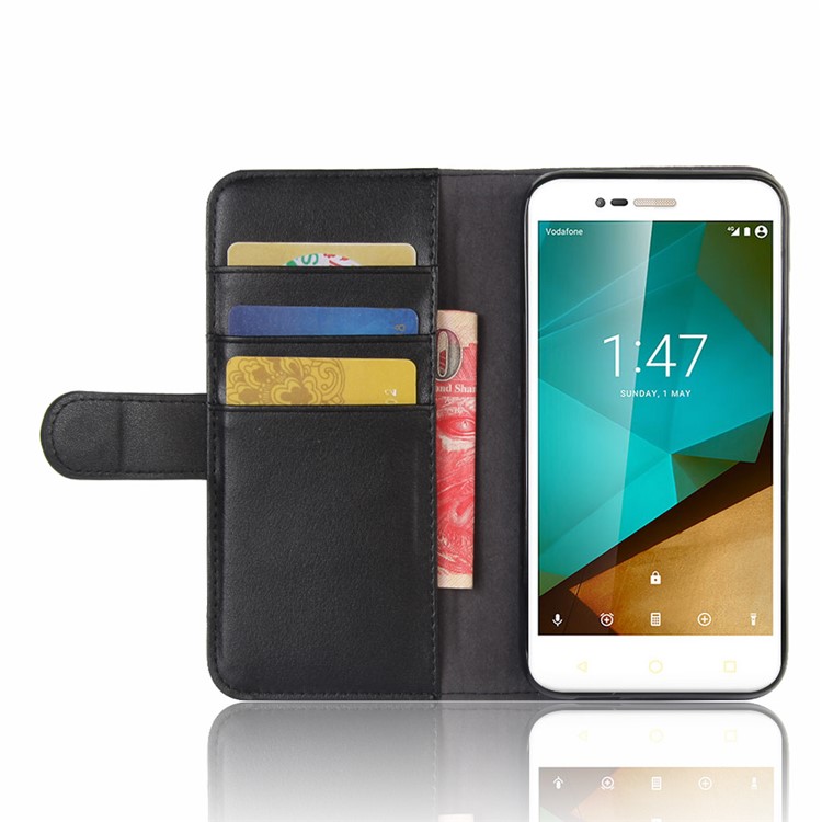 Folio Split Leather Wallet Stand Phone Cover for Vodafone Smart prime 7 - Black-5
