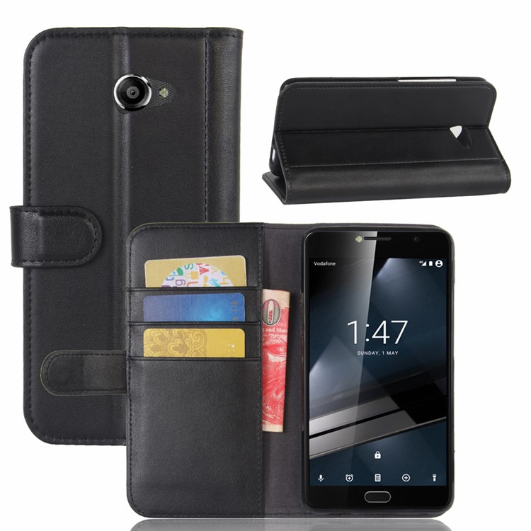 Folio Split Leather Wallet Stand Phone Case for Vodafone Smart ultra 7 - Black-1