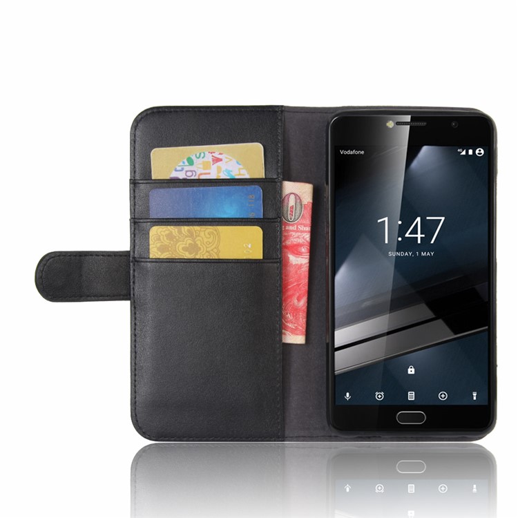 Folio Split Leather Wallet Stand Phone Case for Vodafone Smart ultra 7 - Black-5