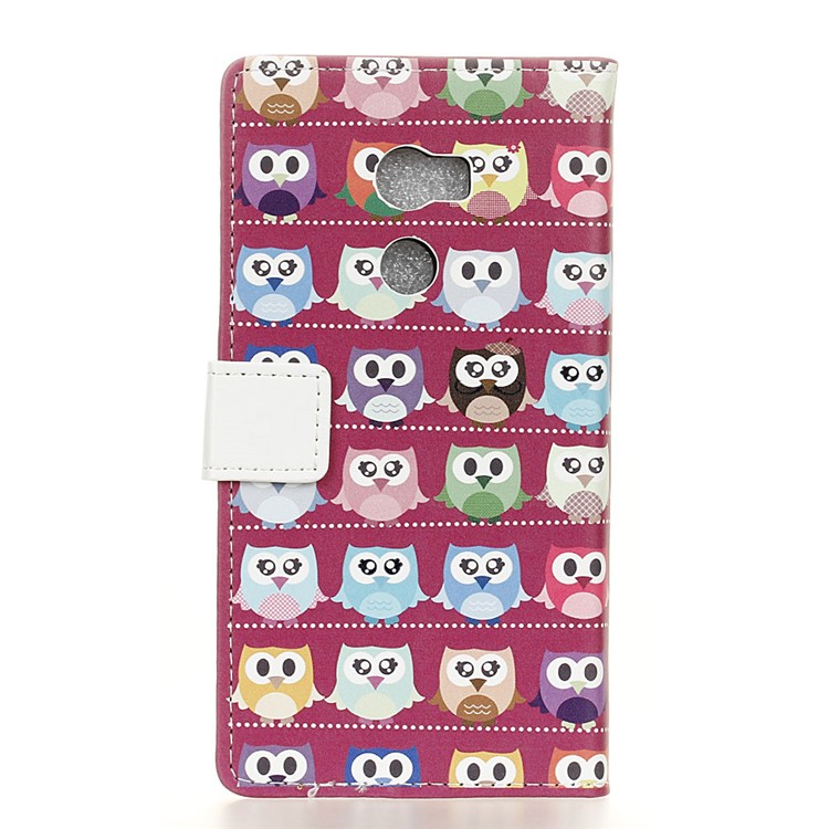 Pattern Printing Wallet Leather Stand Case for Vodafone Smart 8 - Purple Background Owls-2