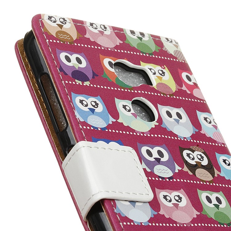 Pattern Printing Wallet Leather Stand Case for Vodafone Smart 8 - Purple Background Owls-6