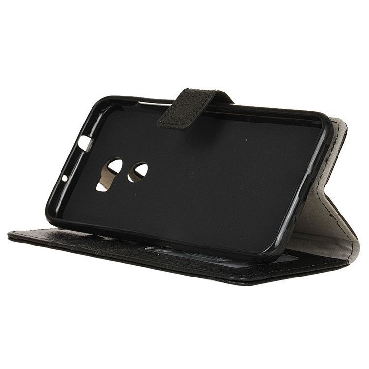 Litchi Texture Wallet Genuine Leather Stand Phone Case for Vodafone Smart 8 - Black-5
