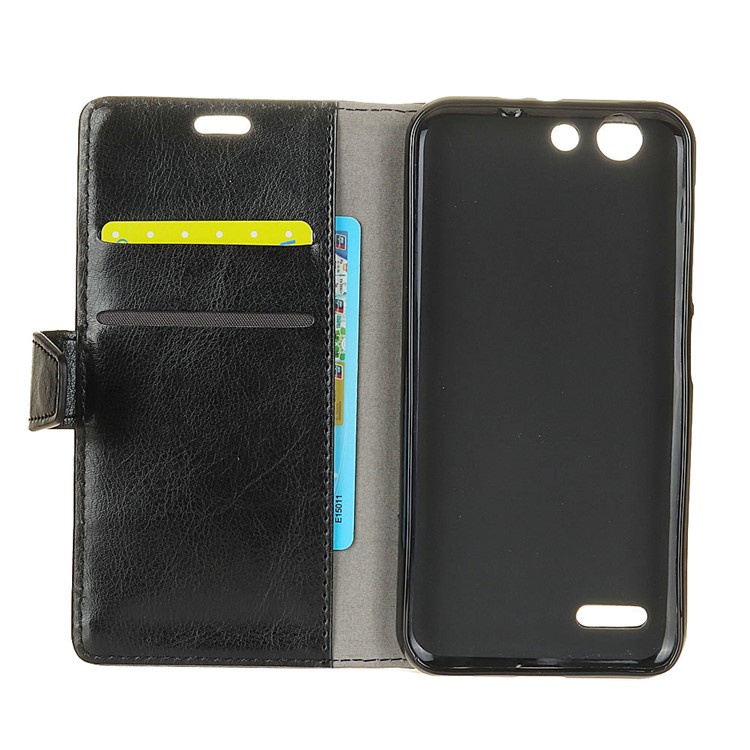Crazy Horse Wallet Leather Stand Phone Case for Vodafone Smart E8 - Black-4