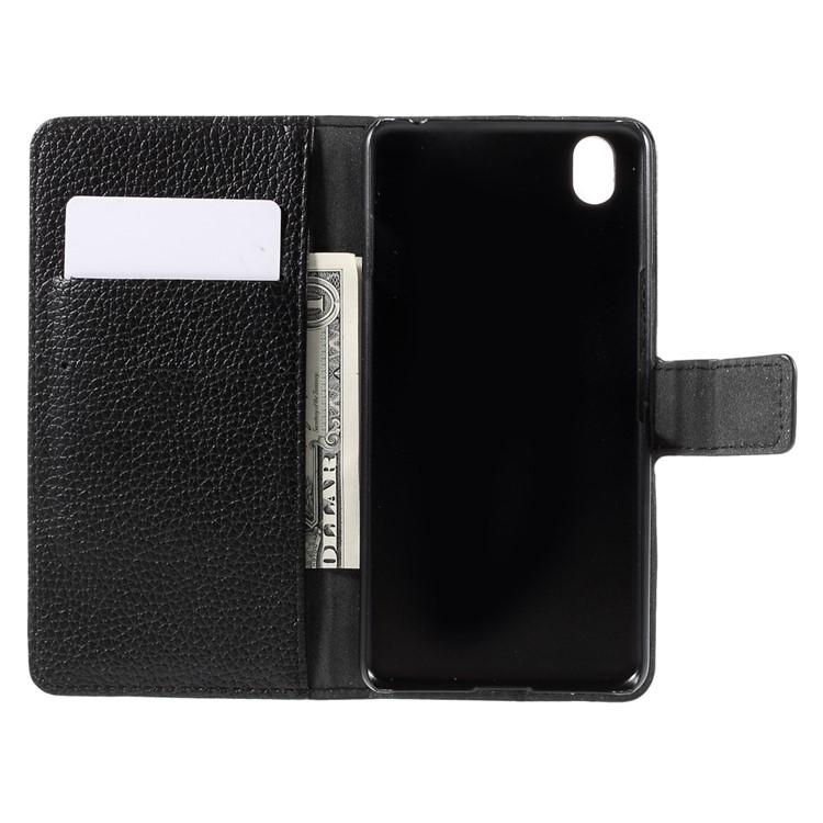 Bolsa de couro protetora para OnePlus X com suporte Litchi Textura - Preto-6