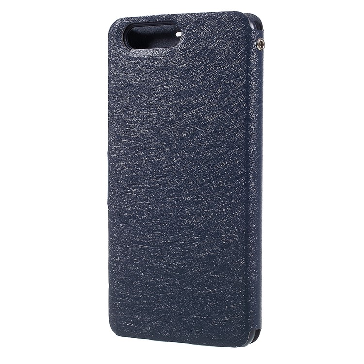 Silk Texture Card Slot Stand Leather Case for OnePlus 5 - Dark Blue-2