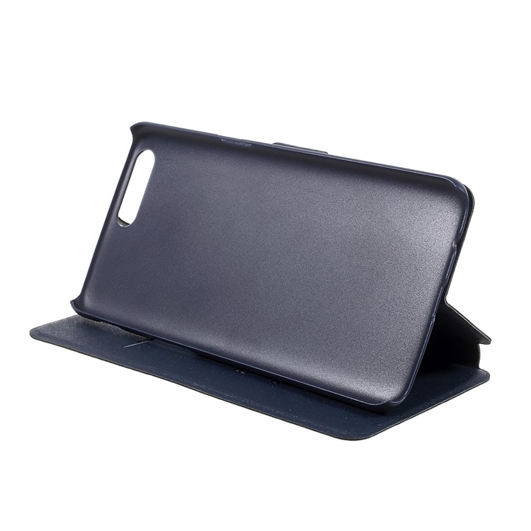 Silk Texture Card Slot Stand Leather Case for OnePlus 5 - Dark Blue-3