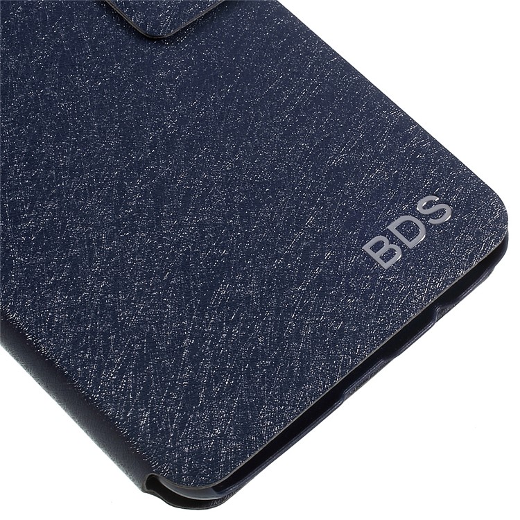 Silk Texture Card Slot Stand Leather Case for OnePlus 5 - Dark Blue-6