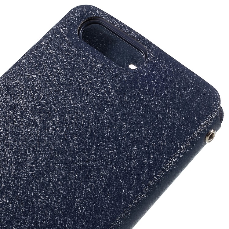 Silk Texture Card Slot Stand Leather Case for OnePlus 5 - Dark Blue-7