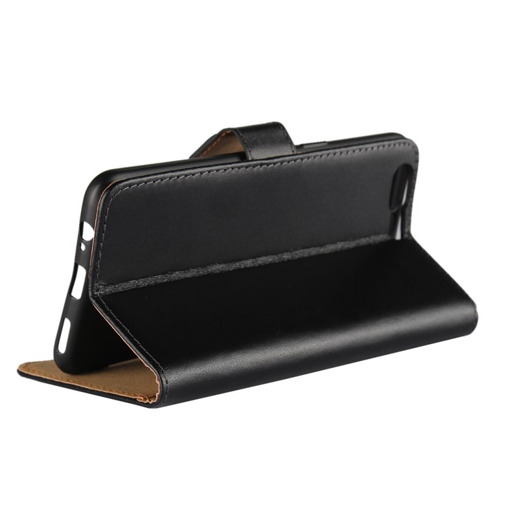 Para OnePlus 5 Genuino Split cuero Stand Wallet Funda Flip - Negro-3