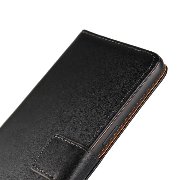 Para OnePlus 5 Genuino Split cuero Stand Wallet Funda Flip - Negro-6