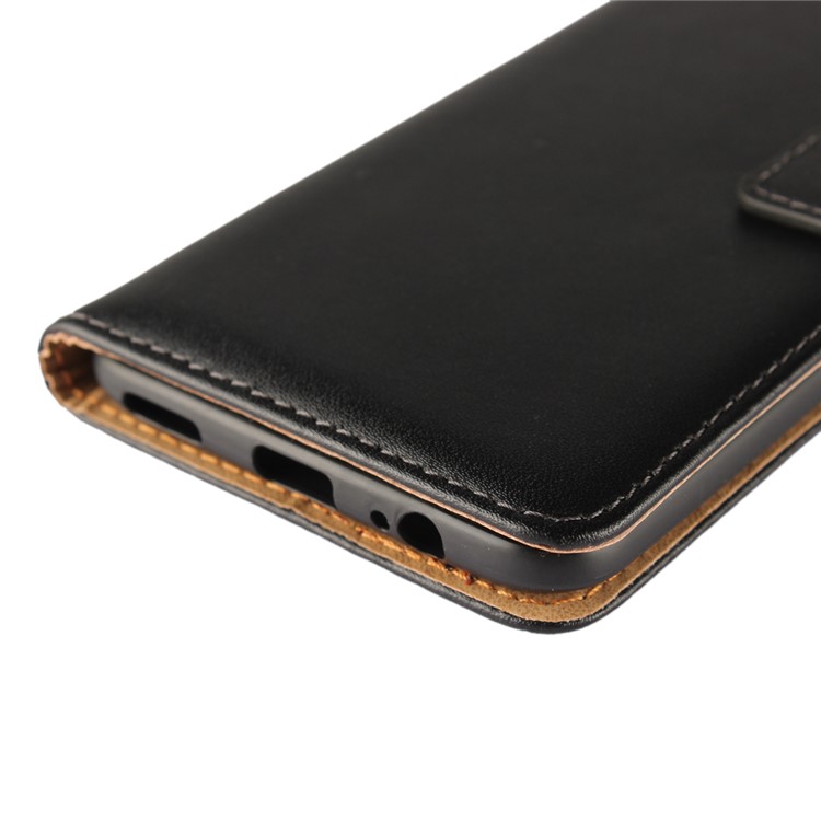 Para OnePlus 5 Genuino Split cuero Stand Wallet Funda Flip - Negro-8