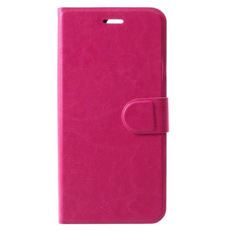 Crazy Horse PU Leather Stand Card Holder Phone Case for OnePlus 5T (Built-in Steel Sheet) - Rose-3