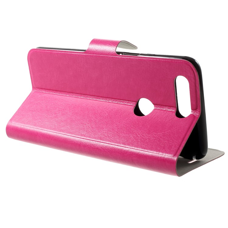 Crazy Horse PU Leather Stand Card Holder Phone Case for OnePlus 5T (Built-in Steel Sheet) - Rose-4