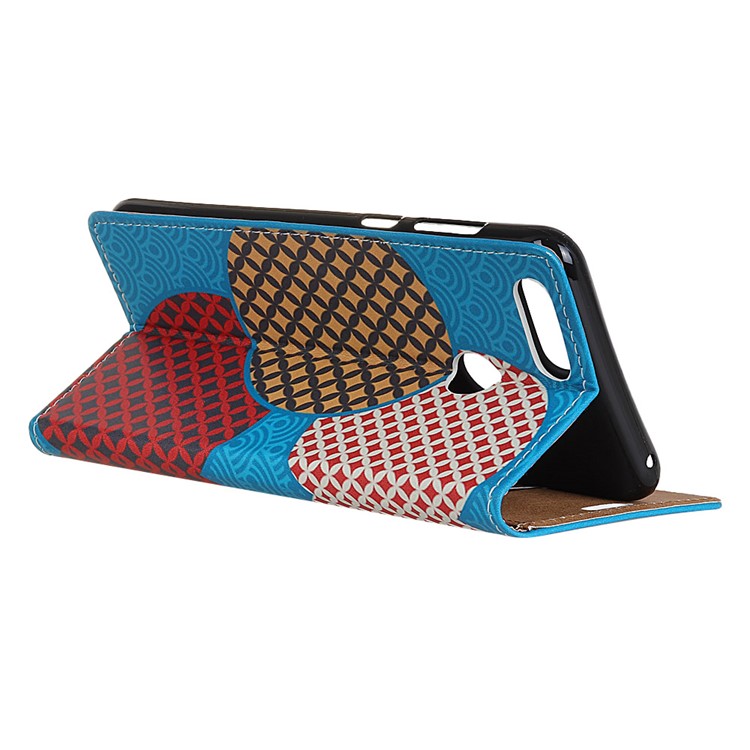 Pattern Printing Leather Magnetic Stand Wallet Phone Casing for OnePlus 5T - Circles Seamless Pattern-3