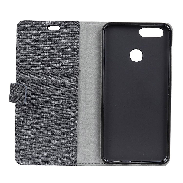 Cloth Texture Wallet Leather Shell Case for OnePlus 5T - Black-4