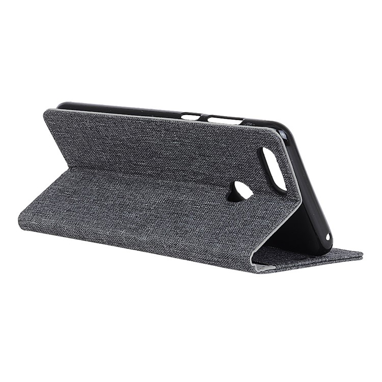 Cloth Texture Wallet Leather Shell Case for OnePlus 5T - Black-5
