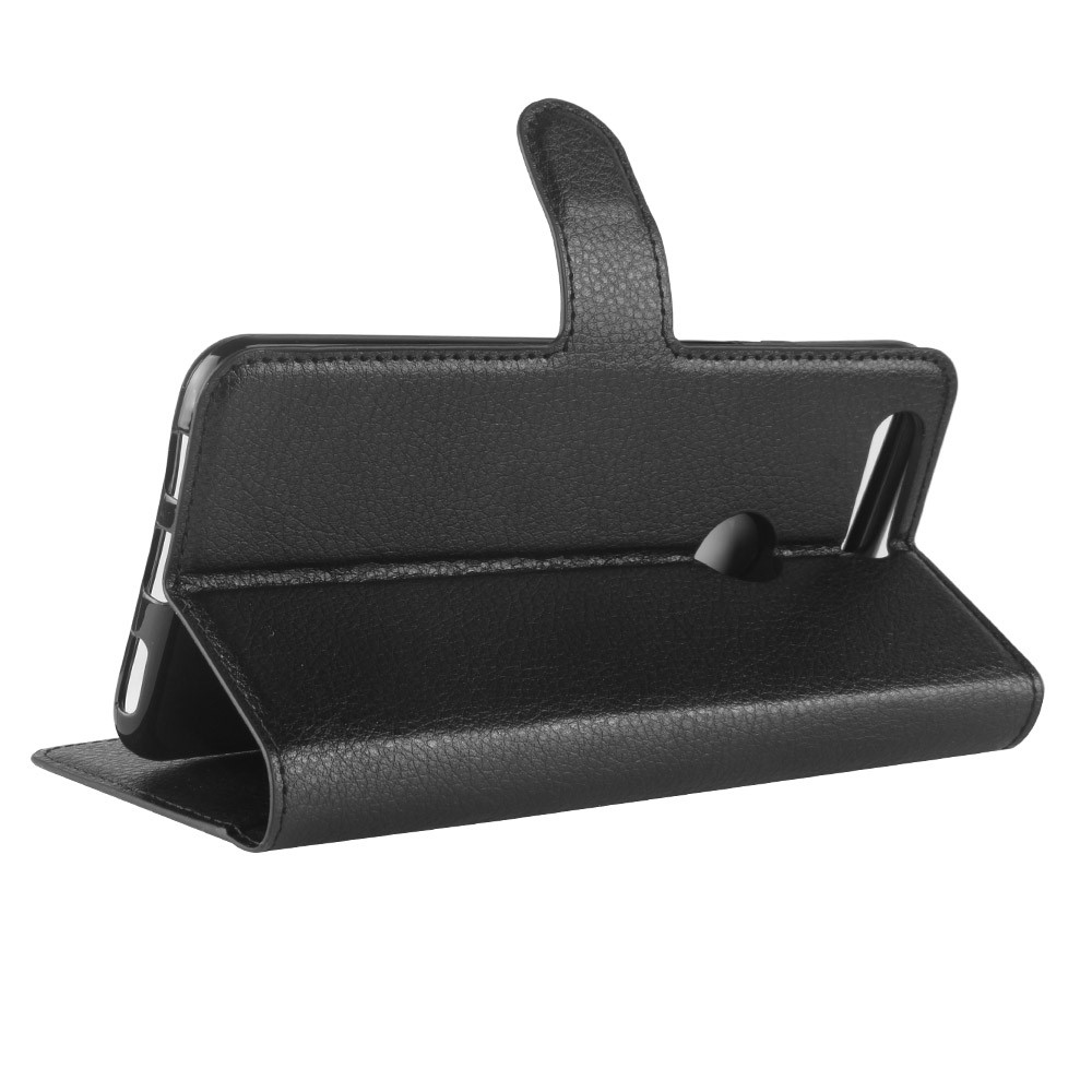 Litchi Textur Wallet Stand Ledertasche Für OnePlus 5t - Schwarz