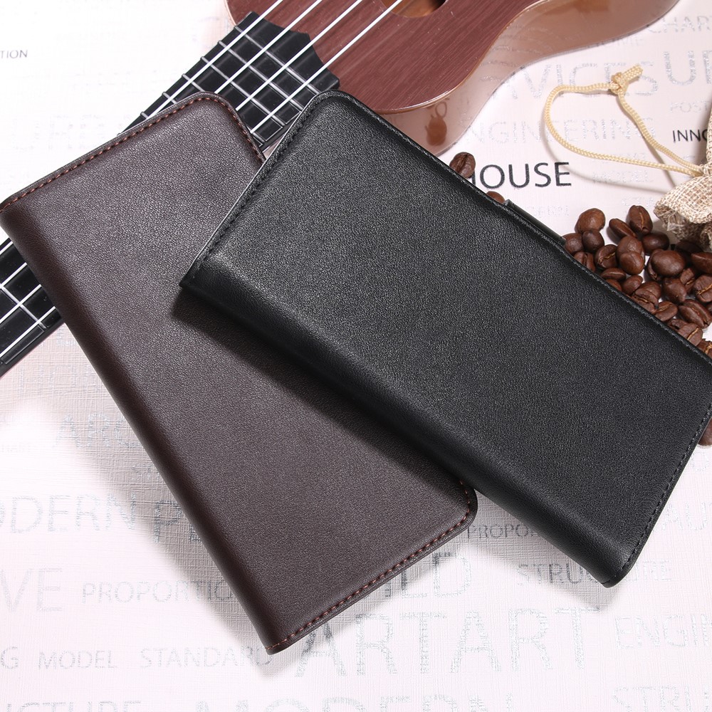 Genuine Split Leather Wallet Moble Phone Case with Stand for OnePlus 5T - Black-10