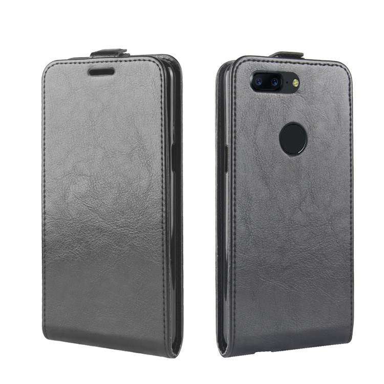 Crazy Horse Texture Vertical Flip Leather Case with Card Slot for OnePlus 5T - Black-4