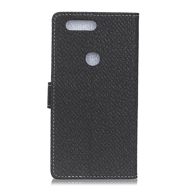 Woven Texture Wallet Magnetic Leather Cell Phone Case with Stand for OnePlus 5T - Black-2
