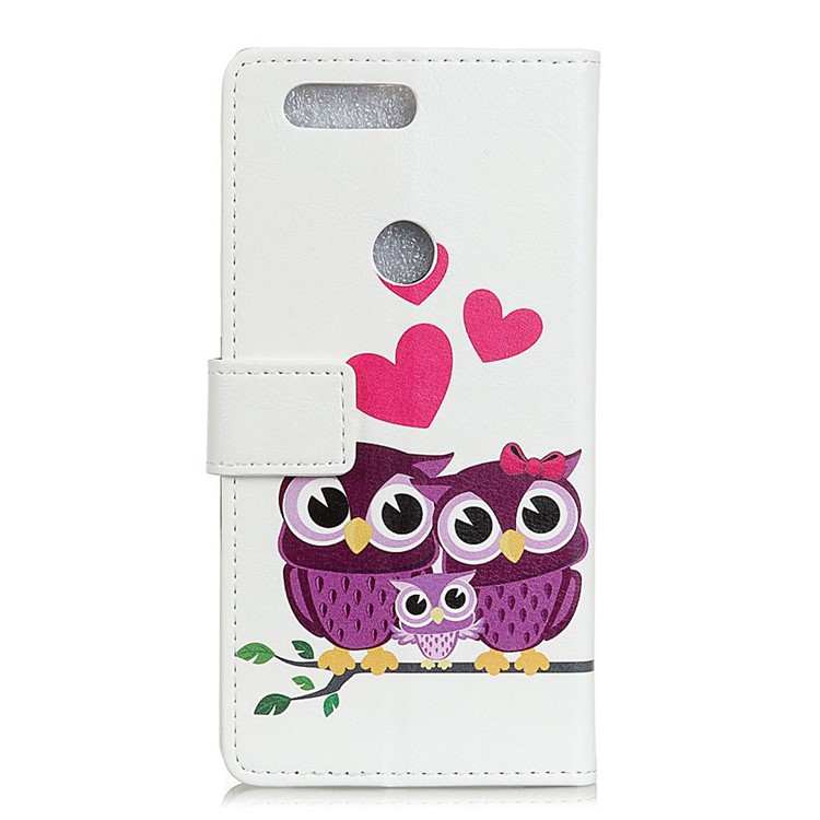 Pattern Printing PU Leather Wallet Stand Phone Case for OnePlus 5T - Owl Family-2