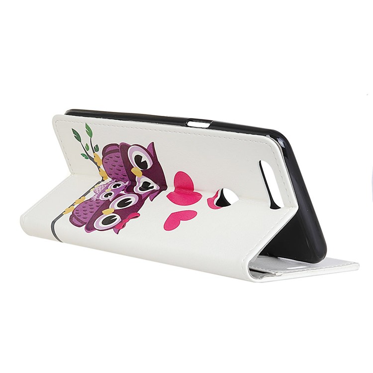 Pattern Printing PU Leather Wallet Stand Phone Case for OnePlus 5T - Owl Family-3