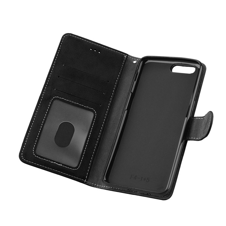 Matte Finish Wallet Leather Stand Mobile Case for OnePlus 5 - Black-10