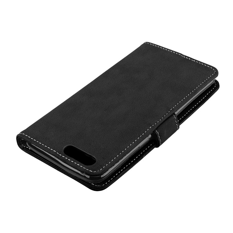 Matte Finish Wallet Leather Stand Mobile Case for OnePlus 5 - Black-12