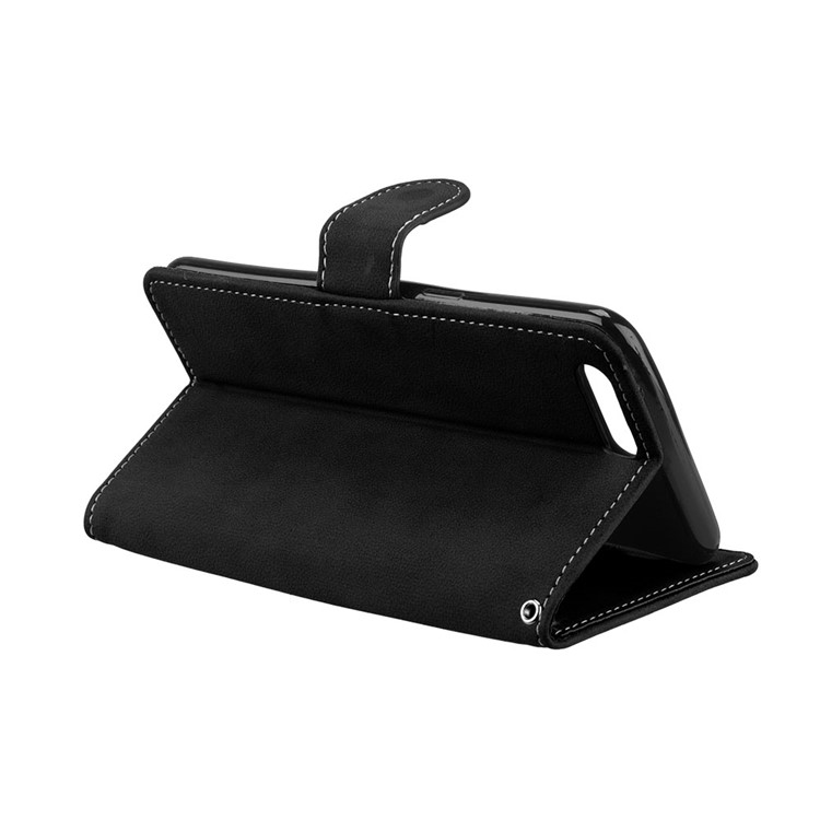 Matte Finish Wallet Leather Stand Mobile Case for OnePlus 5 - Black-14
