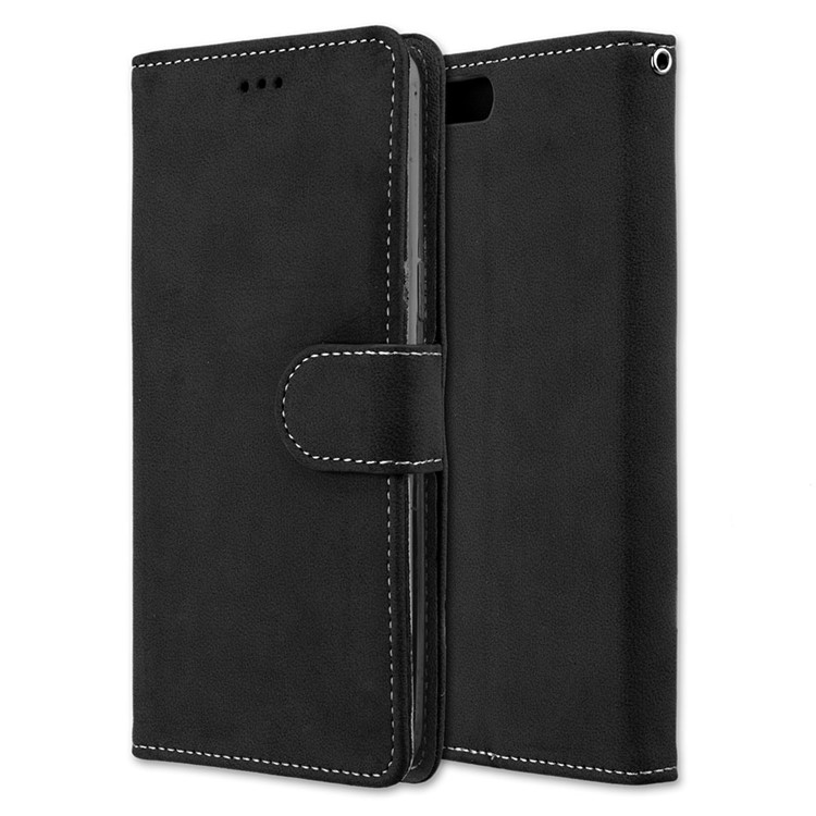 Matte Finish Wallet Leather Stand Mobile Case for OnePlus 5 - Black-3