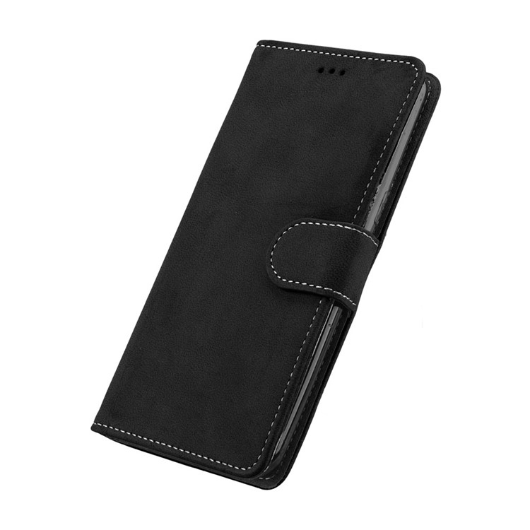 Matte Finish Wallet Leather Stand Mobile Case for OnePlus 5 - Black-6