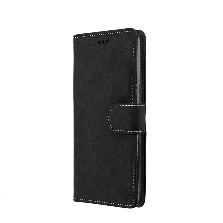 Matte Finish Wallet Leather Stand Mobile Case for OnePlus 5 - Black-7