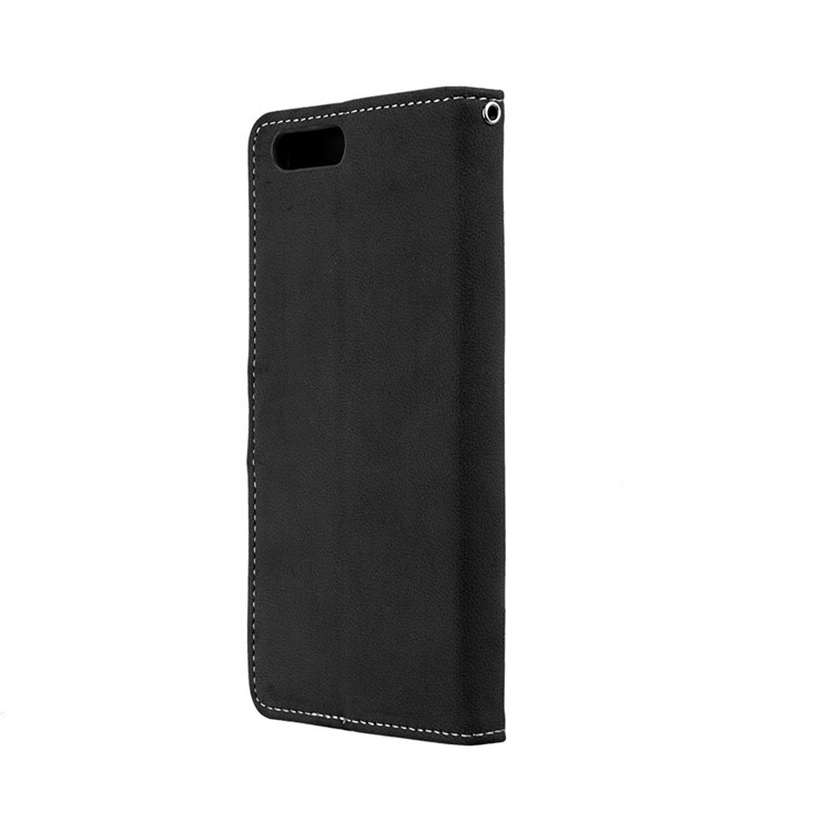 Matte Finish Wallet Leather Stand Mobile Case for OnePlus 5 - Black-8