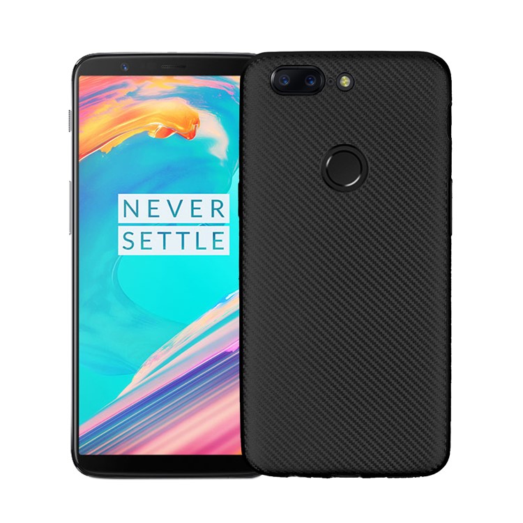 

For OnePlus 5T Carbon Fiber Texture TPU Back Case Cover - Black, OnePlus 5T