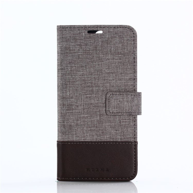 MUXMA PU Leather Splicing Canvas Wallet Stand Case Shell for OnePlus 5T - Brown-12