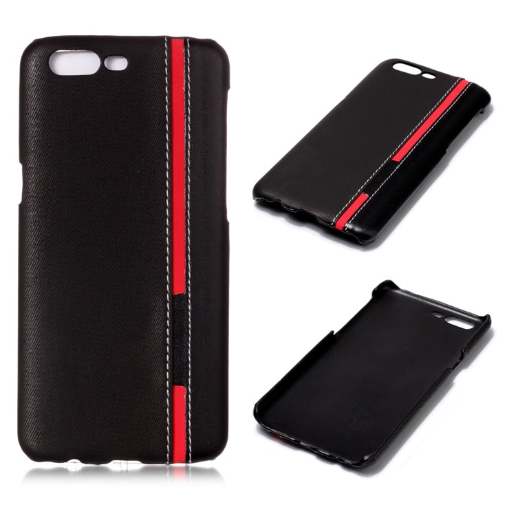 Contrast Color PU Leather Coated PC Mobile Phone Case for OnePlus 5 - Black-1