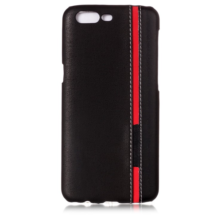Contrast Color PU Leather Coated PC Mobile Phone Case for OnePlus 5 - Black-2