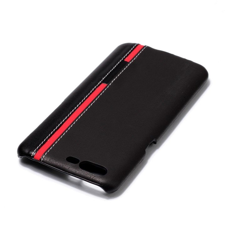 Contrast Color PU Leather Coated PC Mobile Phone Case for OnePlus 5 - Black-5