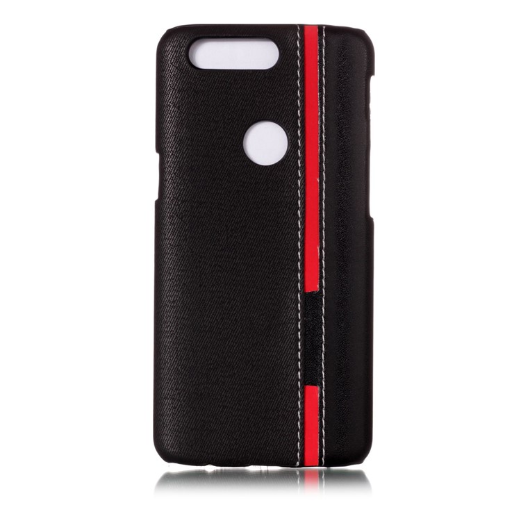 Contrast Color PU Leather Coated PC Mobile Phone Case for OnePlus 5T - Black-2