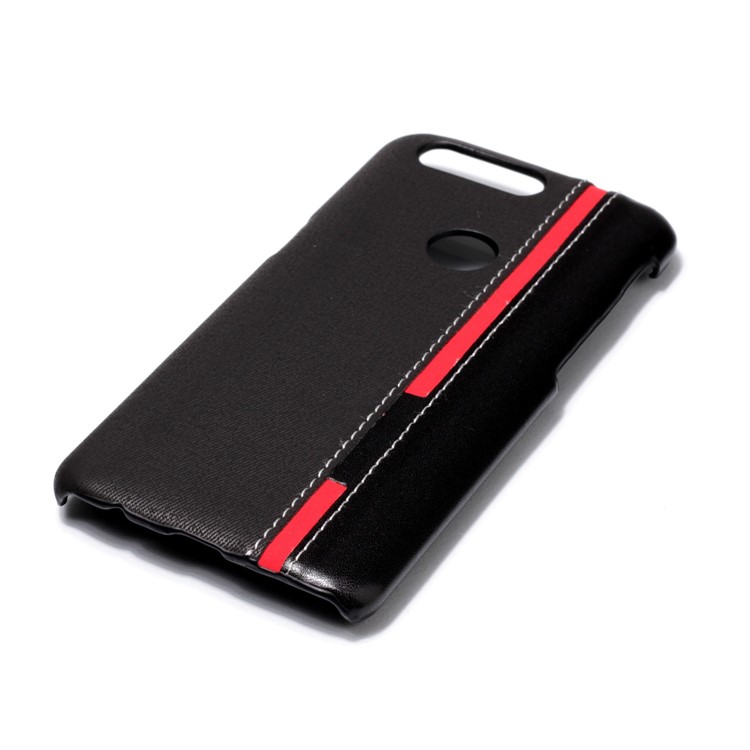 Contrast Color PU Leather Coated PC Mobile Phone Case for OnePlus 5T - Black-4
