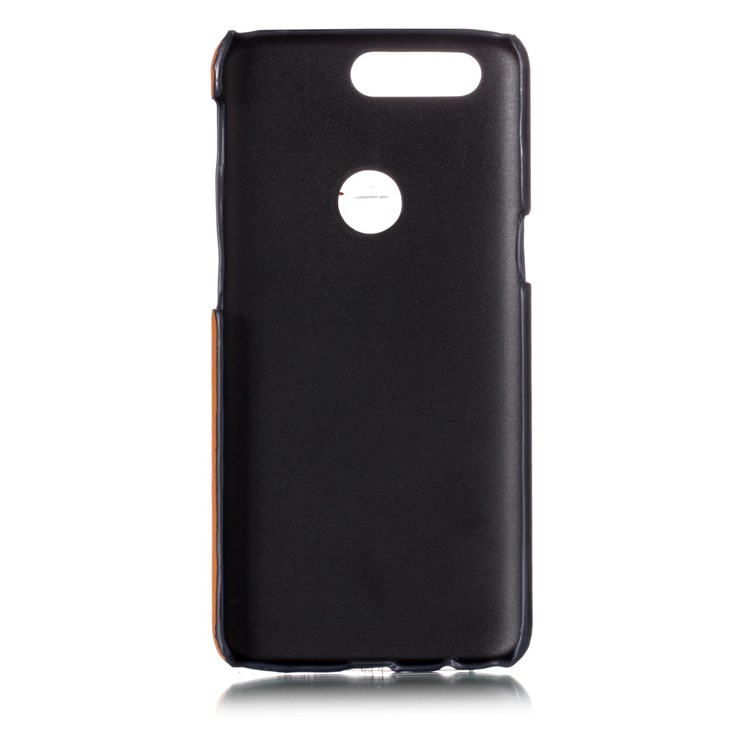 Contrast Color PU Leather Coated PC Mobile Phone Cover for OnePlus 5T - Dark Blue-3