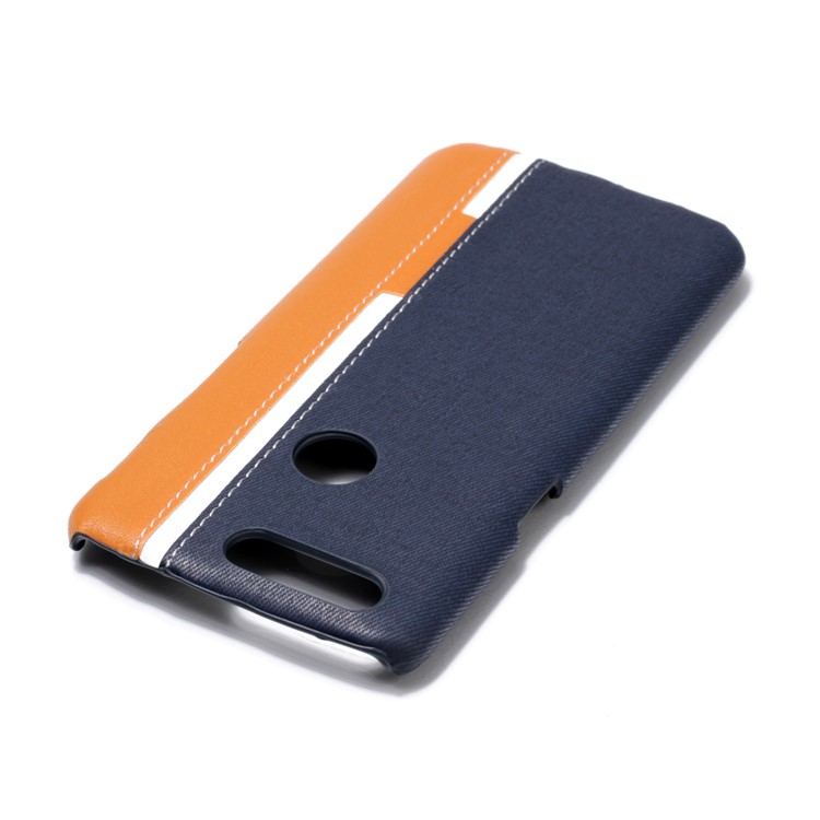 Contrast Color PU Leather Coated PC Mobile Phone Cover for OnePlus 5T - Dark Blue-5