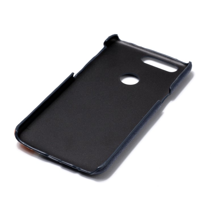 Contrast Color PU Leather Coated PC Mobile Phone Cover for OnePlus 5T - Dark Blue-6