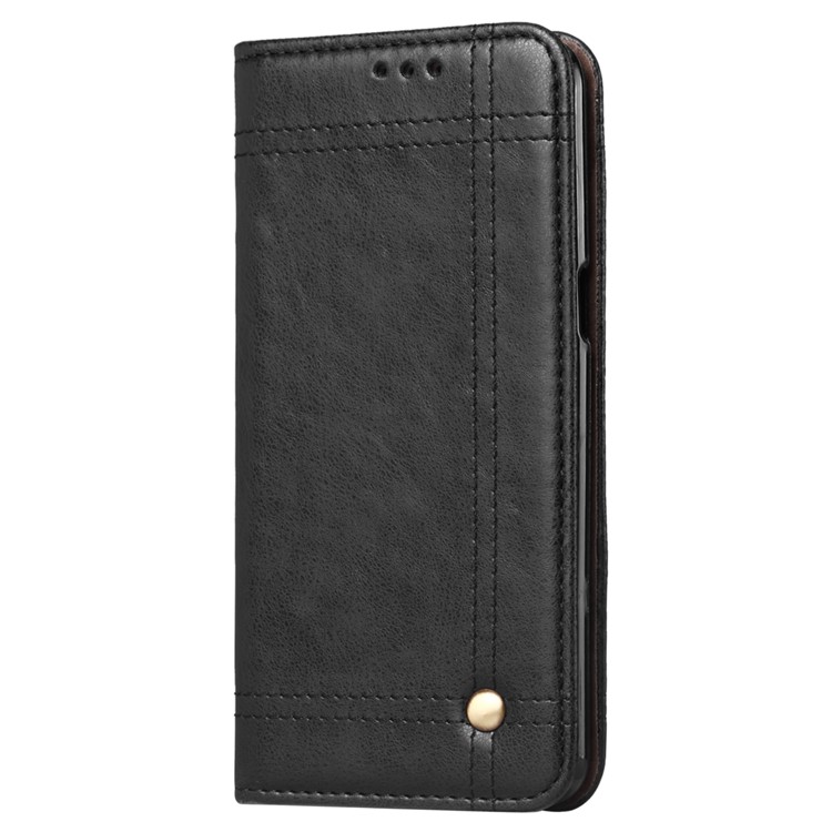 Vintage Leather Stitching Stand Wallet Phone Case with Magnetic Adsorption for OnePlus 5T - Black-3