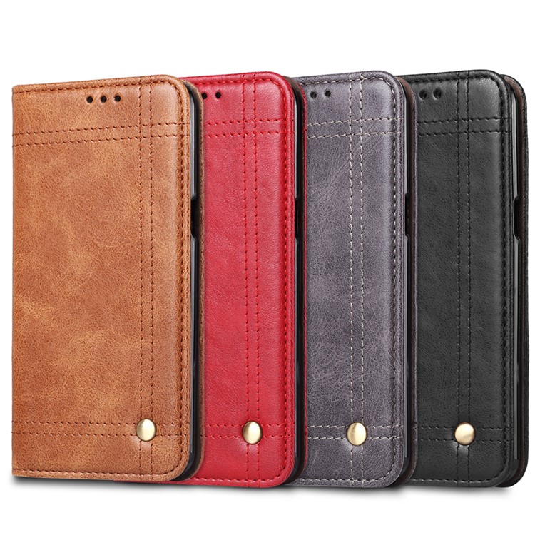 Vintage Leather Stitching Stand Wallet Phone Case with Magnetic Adsorption for OnePlus 5T - Black-5