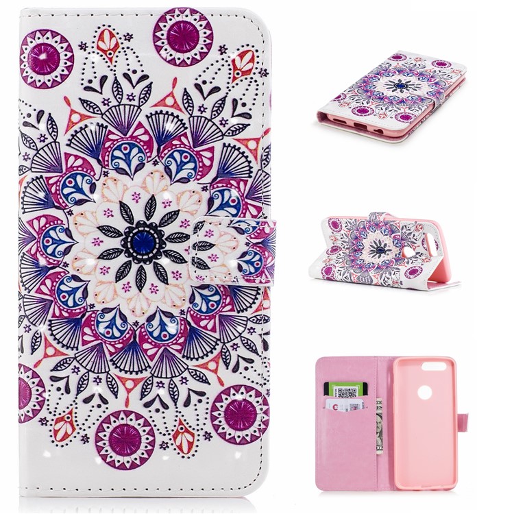 For OnePlus 5T Light Spot Embossed Leather Wallet Cell Phone Cover - Retro Flower-1