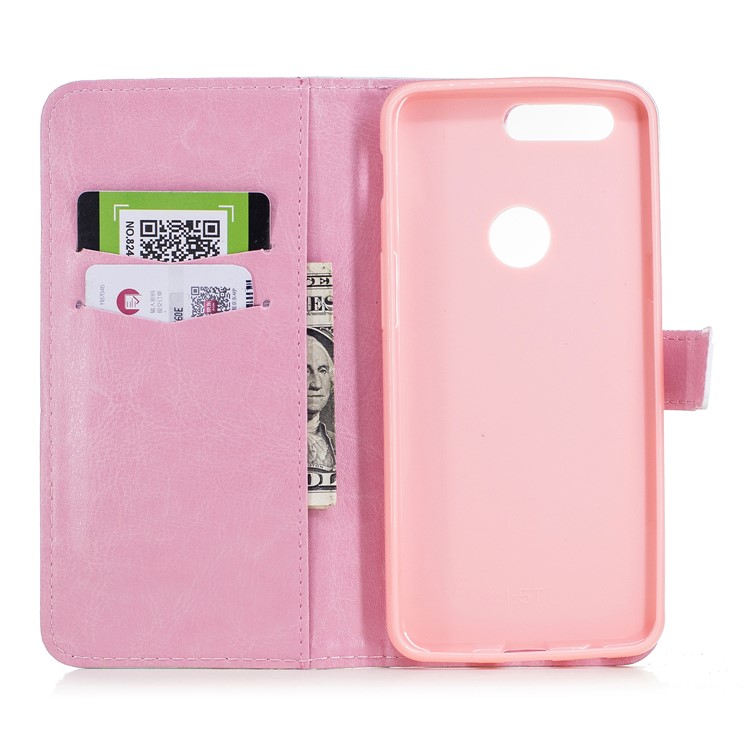 For OnePlus 5T Light Spot Embossed Leather Wallet Cell Phone Cover - Retro Flower-6