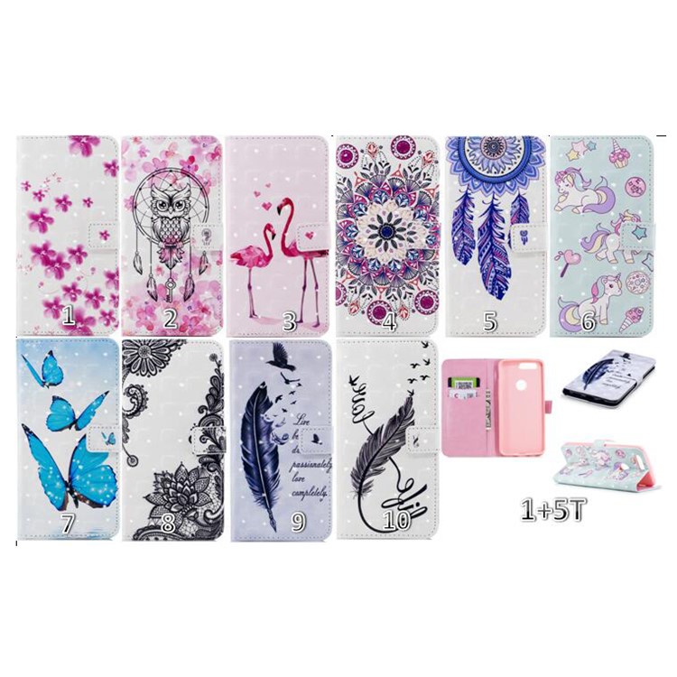 For OnePlus 5T Light Spot Embossed Leather Wallet Cell Phone Cover - Retro Flower-7
