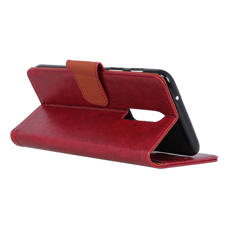 Cubierta De Billetera De Cuero Texturizada Para Oneplus 6 - Rojo-5