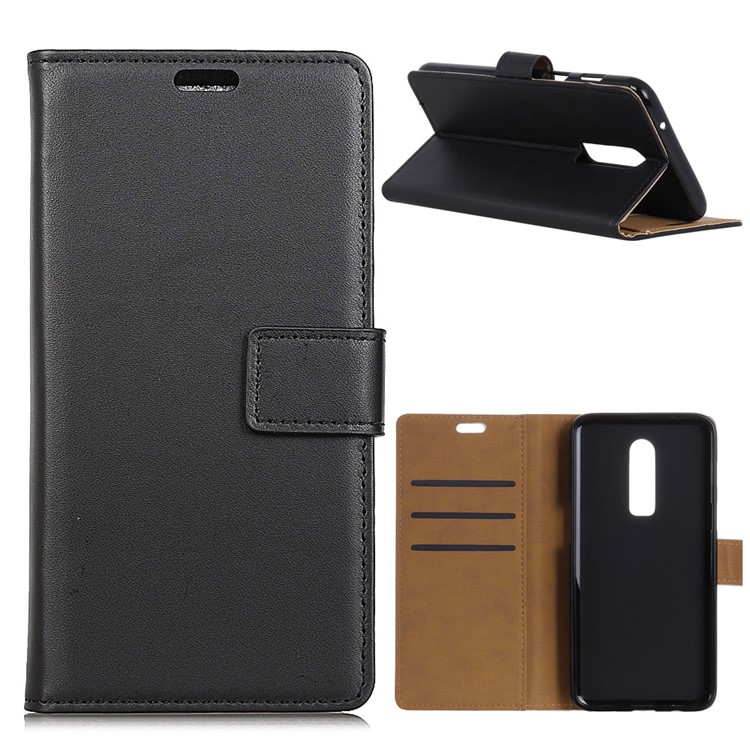 Cáscara Del Teléfono Móvil De La Protección Del Cuero De La PU Para Oneplus 6 - Negro-1